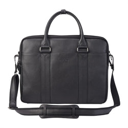Genuine Leather Black Laptop Business Briefcase Office Work Travel Bag - Sutton