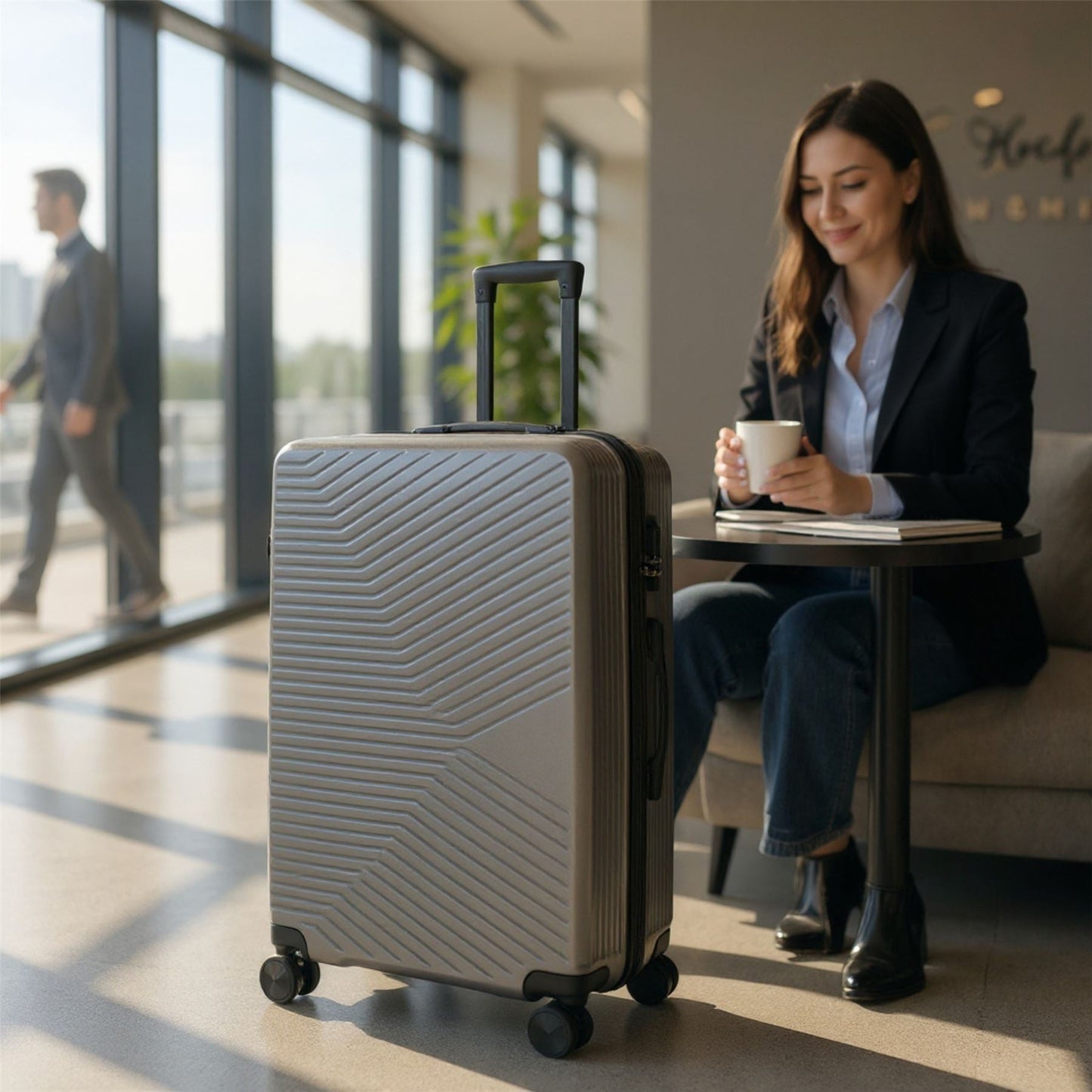 Junee Medium Hard Shell Suitcase in Charcoal Grey