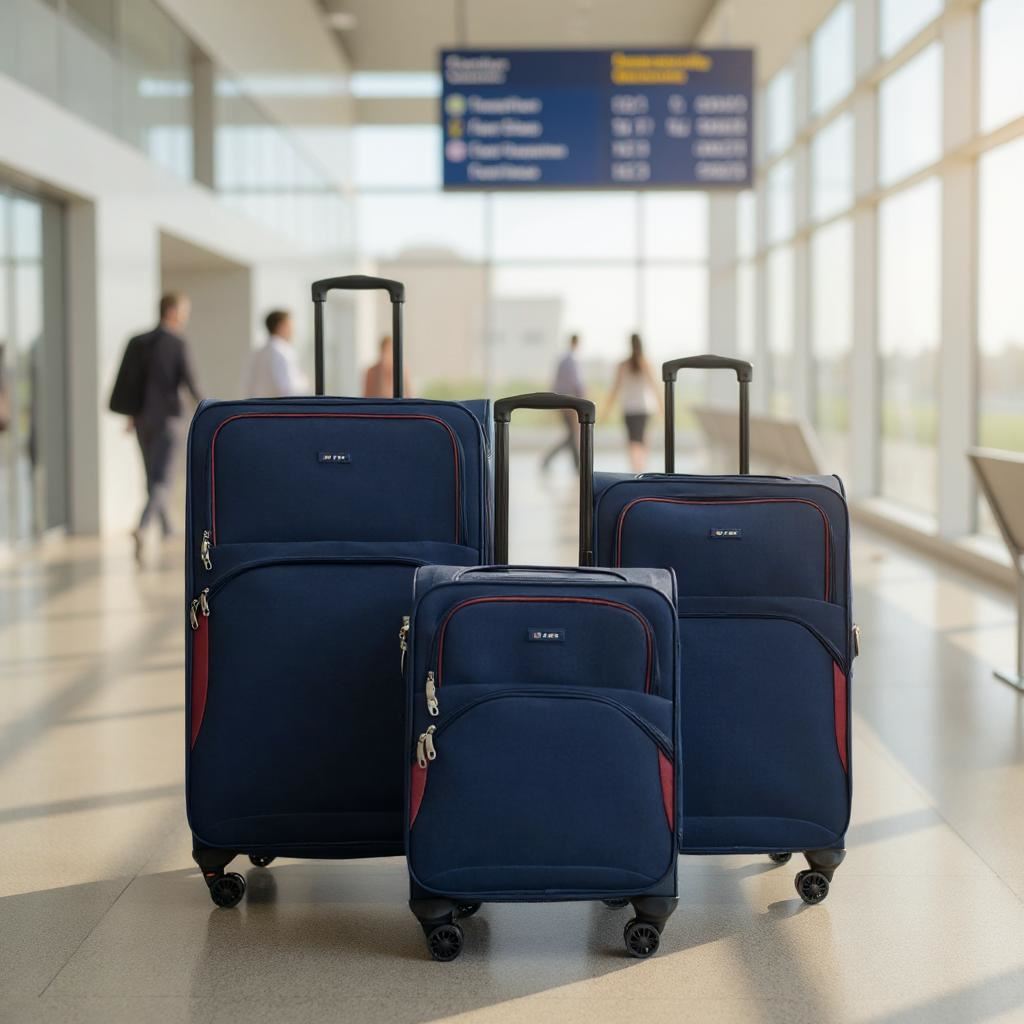 Gosford Set of 3 Soft Shell Suitcase in Navy Blue