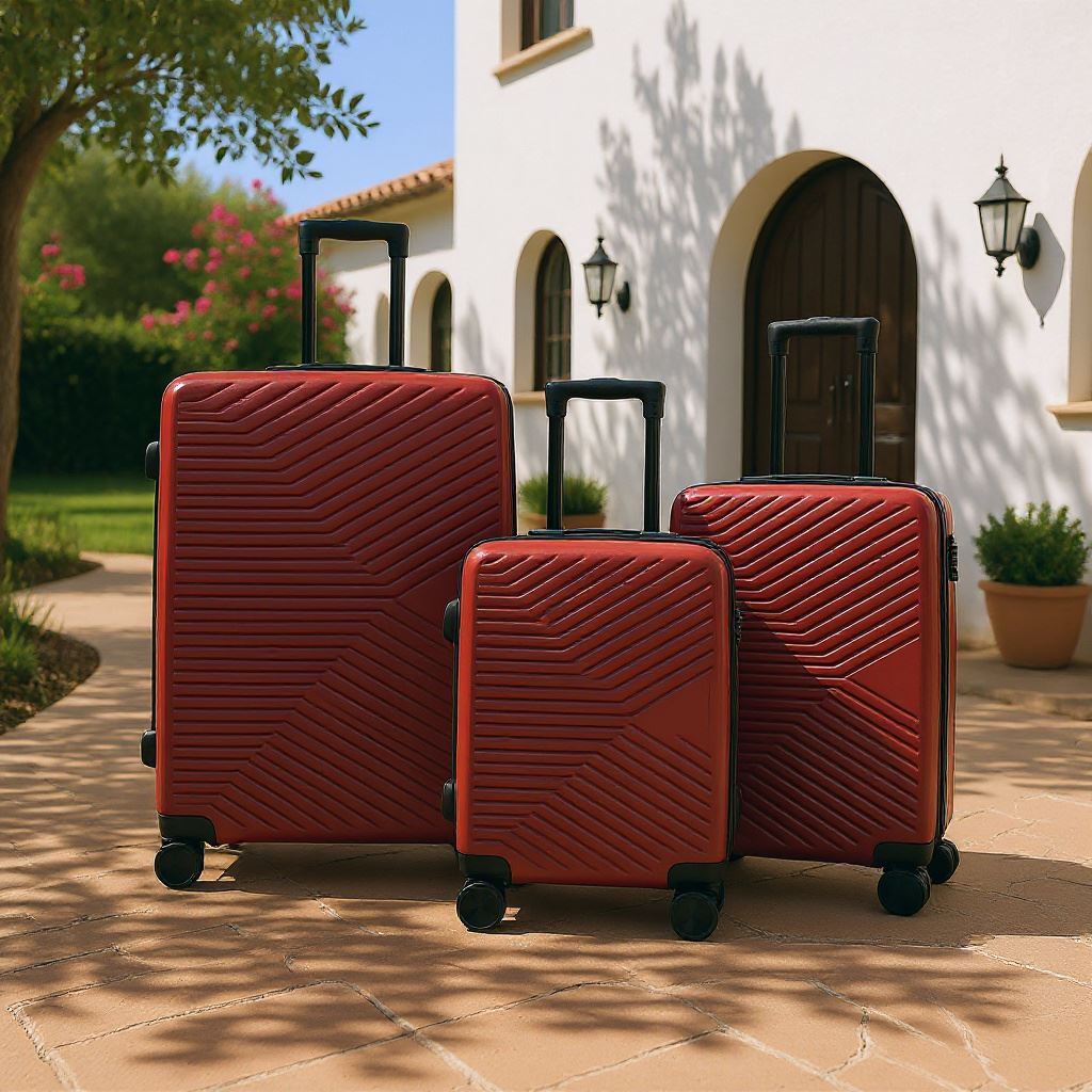 Junee Set of 3 Hard Shell Suitcase in Red
