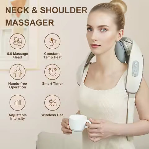 Shiatsu Neck & Shoulder Massager with Heat Kneading Muscle Relaxer