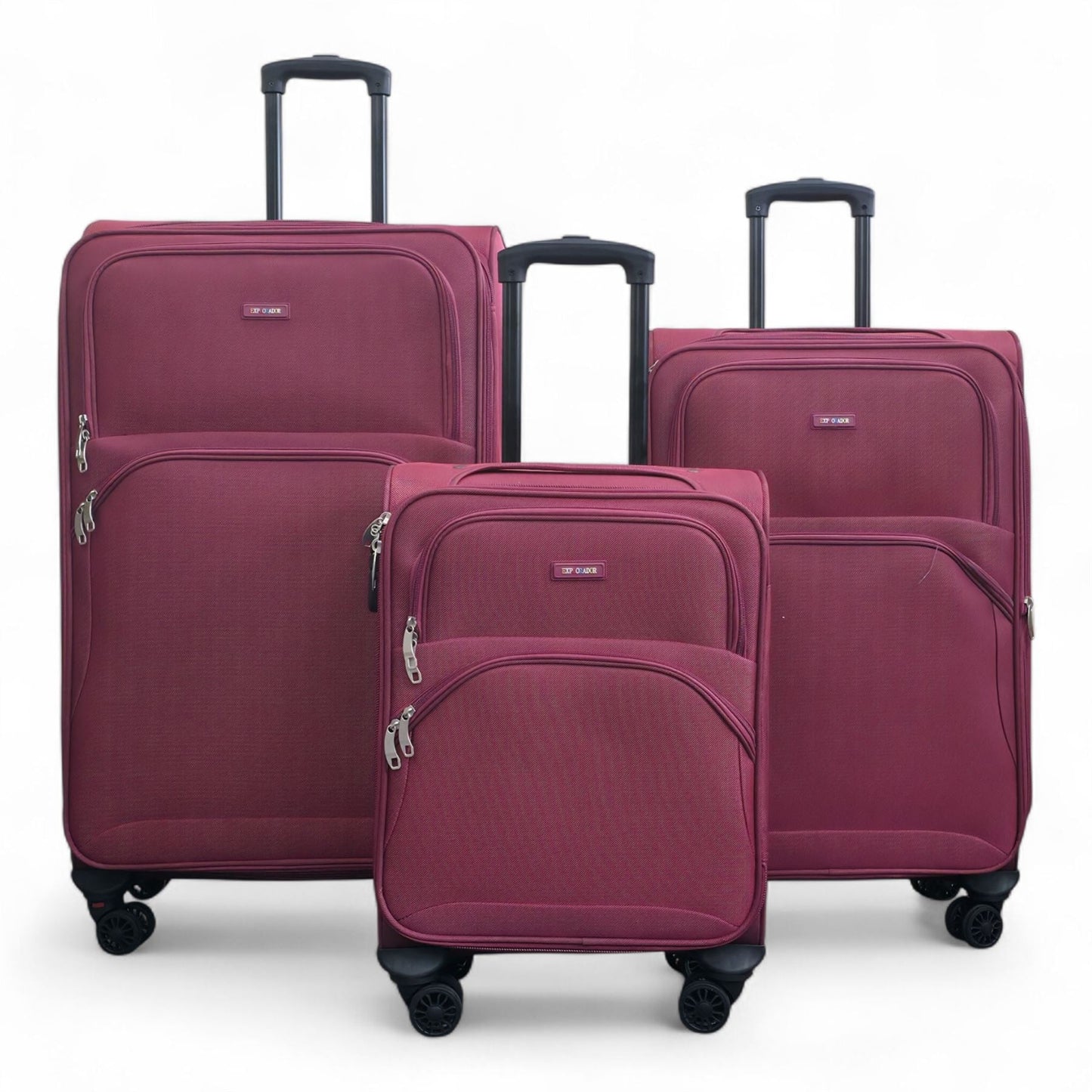 Gosford Set of 3 Soft Shell Suitcase in Burgundy Red