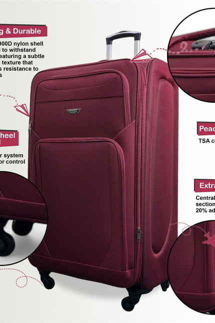 Nagoya Unserseat Soft Shell Suitcase in Wine