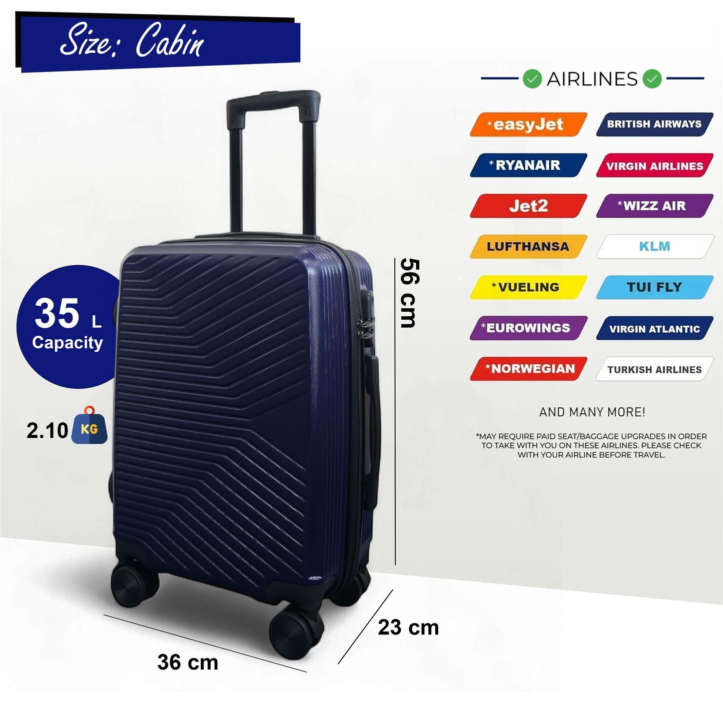 Junee Cabin Hard Shell Suitcase in Navy Blue