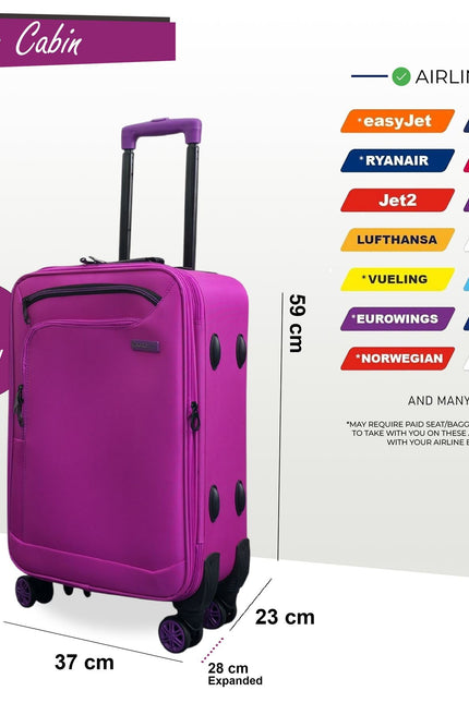 Handa Cabin Soft Shell Suitcase in Pink