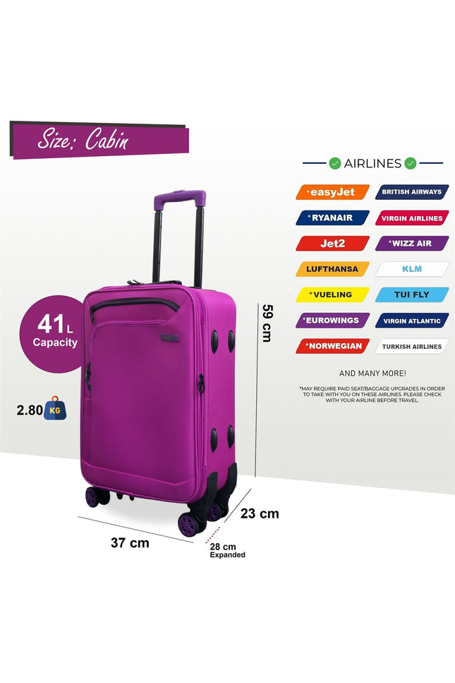 Handa Cabin Soft Shell Suitcase in Pink