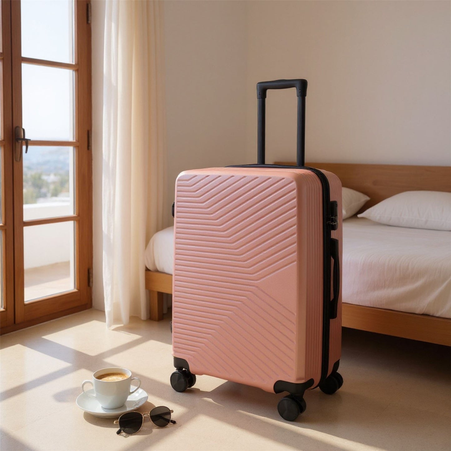 Junee Medium Hard Shell Suitcase in Rose Gold