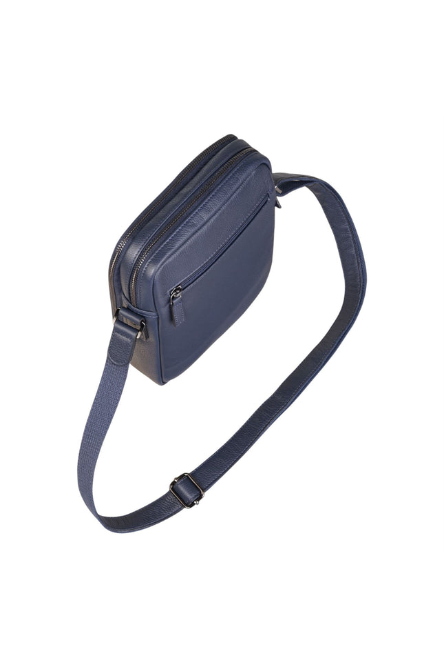 Genuine Leather Navy Vintage Messenger Crossbody Travel Bag - Hawthrone