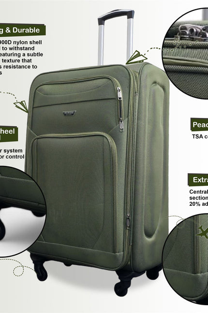 Nagoya X-Large Soft Shell Suitcase in Khaki