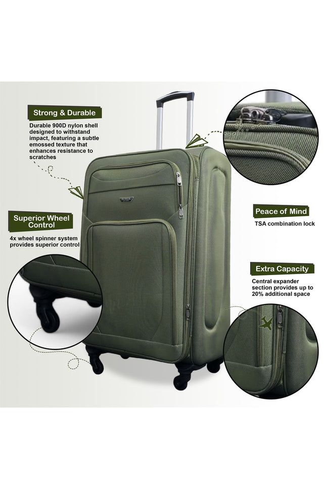 Nagoya X-Large Soft Shell Suitcase in Khaki