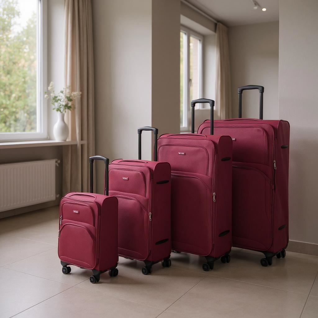 Gosford Set of 4 Soft Shell Suitcase in Burgundy Red