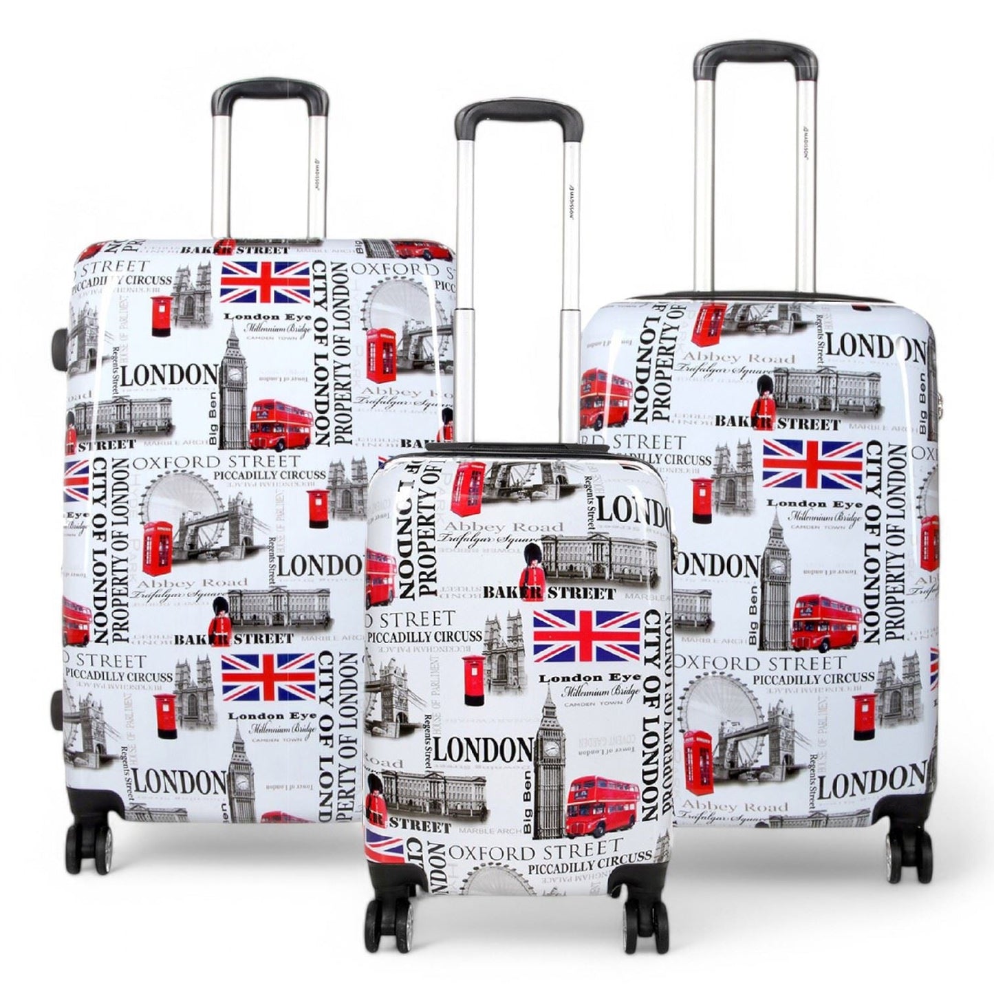 Cooma Set of 3 Hard Shell Suitcase London in Black Flower