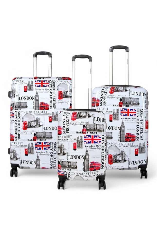 Cooma Set of 3 Hard Shell Suitcase London in Black Flower