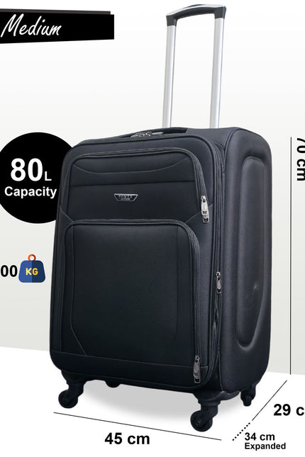Nagoya Medium Soft Shell Suitcase in Black