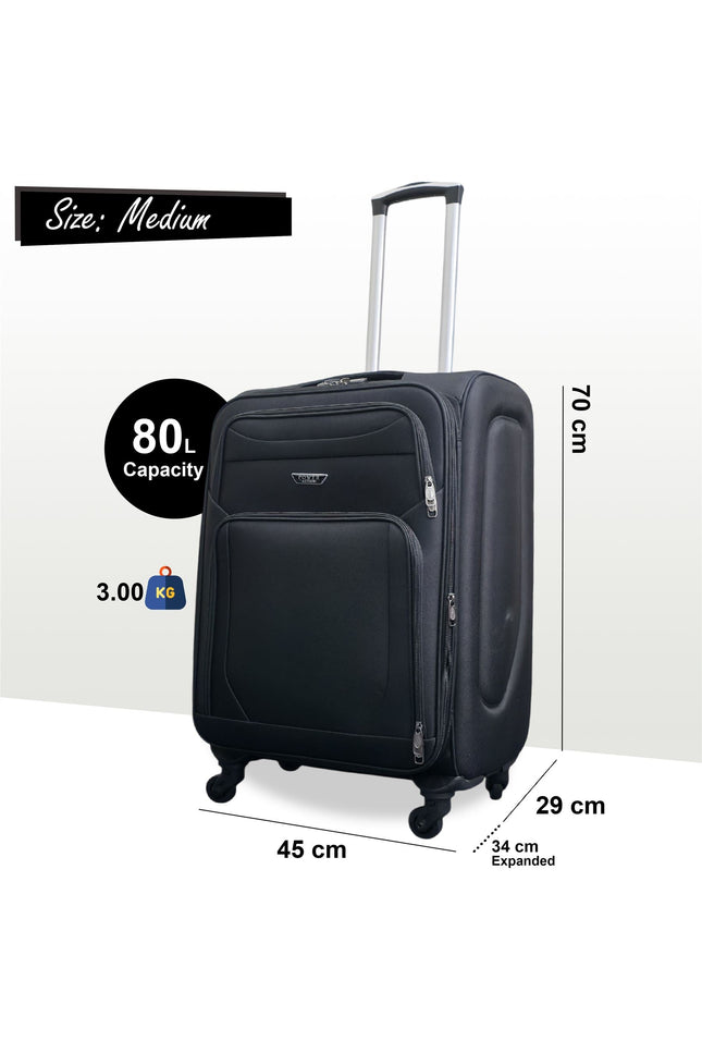 Nagoya Medium Soft Shell Suitcase in Black