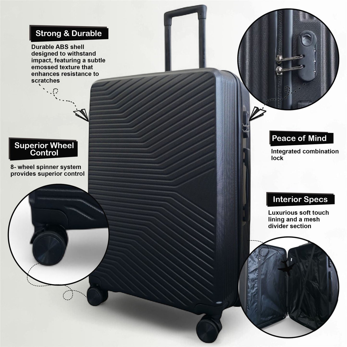 Junee Cabin Hard Shell Suitcase in Black