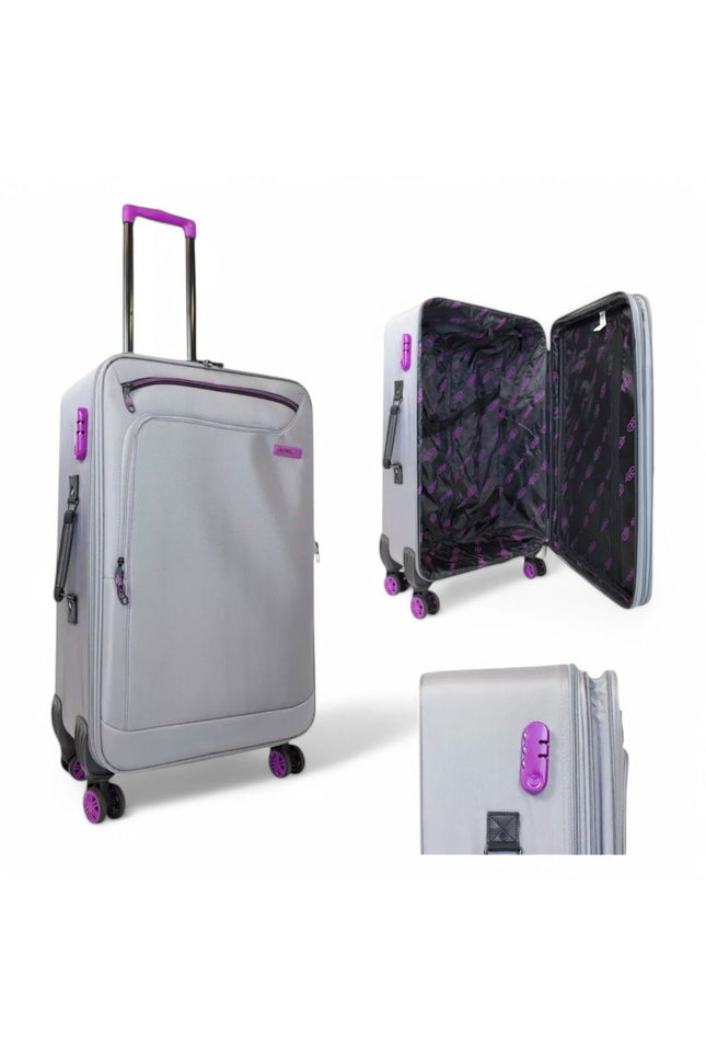 Handa Set of 3 Soft Shell Suitcase in Grey