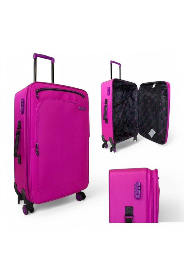 Handa Set of 3 Soft Shell Suitcase in Pink