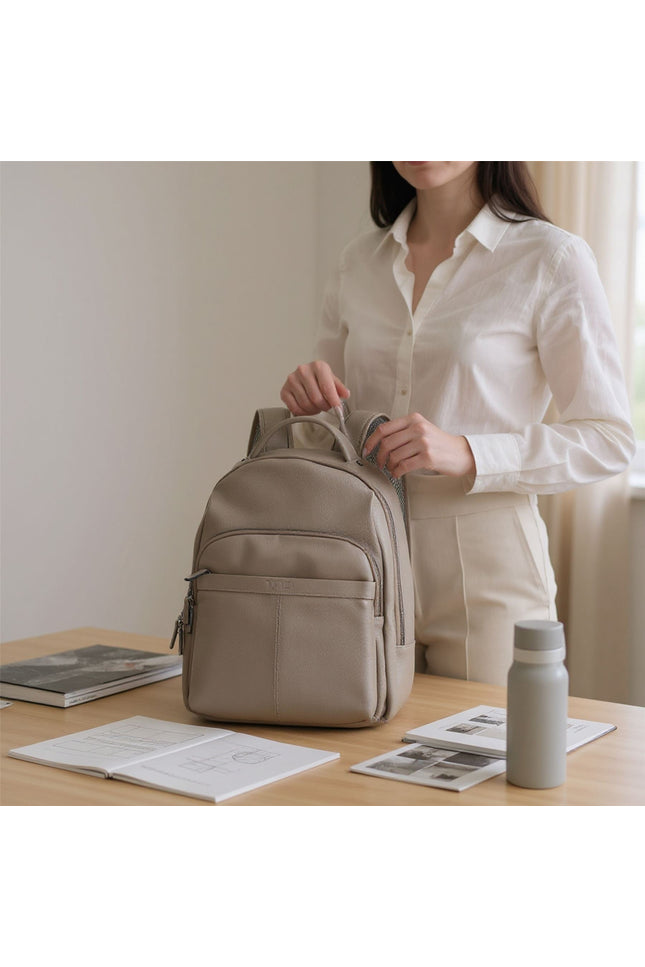 Genuine Leather Grey Vintage Rucksack Laptop Bag Travel Backpack - Capri