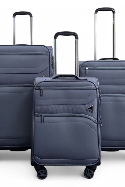 Corby Set of 3 Soft Shell Suitcase in Grey