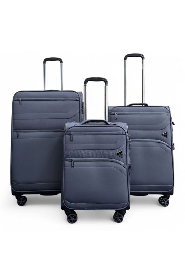 Corby Set of 3 Soft Shell Suitcase in Grey