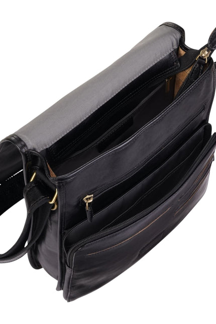 Leather Vintage Black Messenger Shoulder Crossbody Travel Business Bag - Ranger