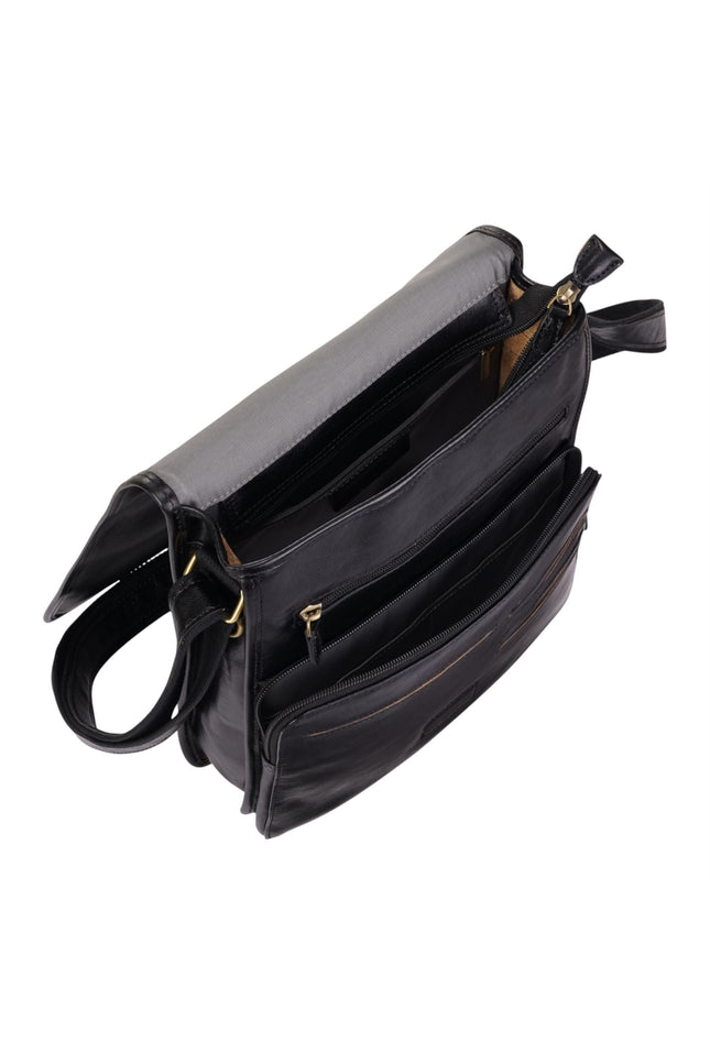 Leather Vintage Black Messenger Shoulder Crossbody Travel Business Bag - Ranger