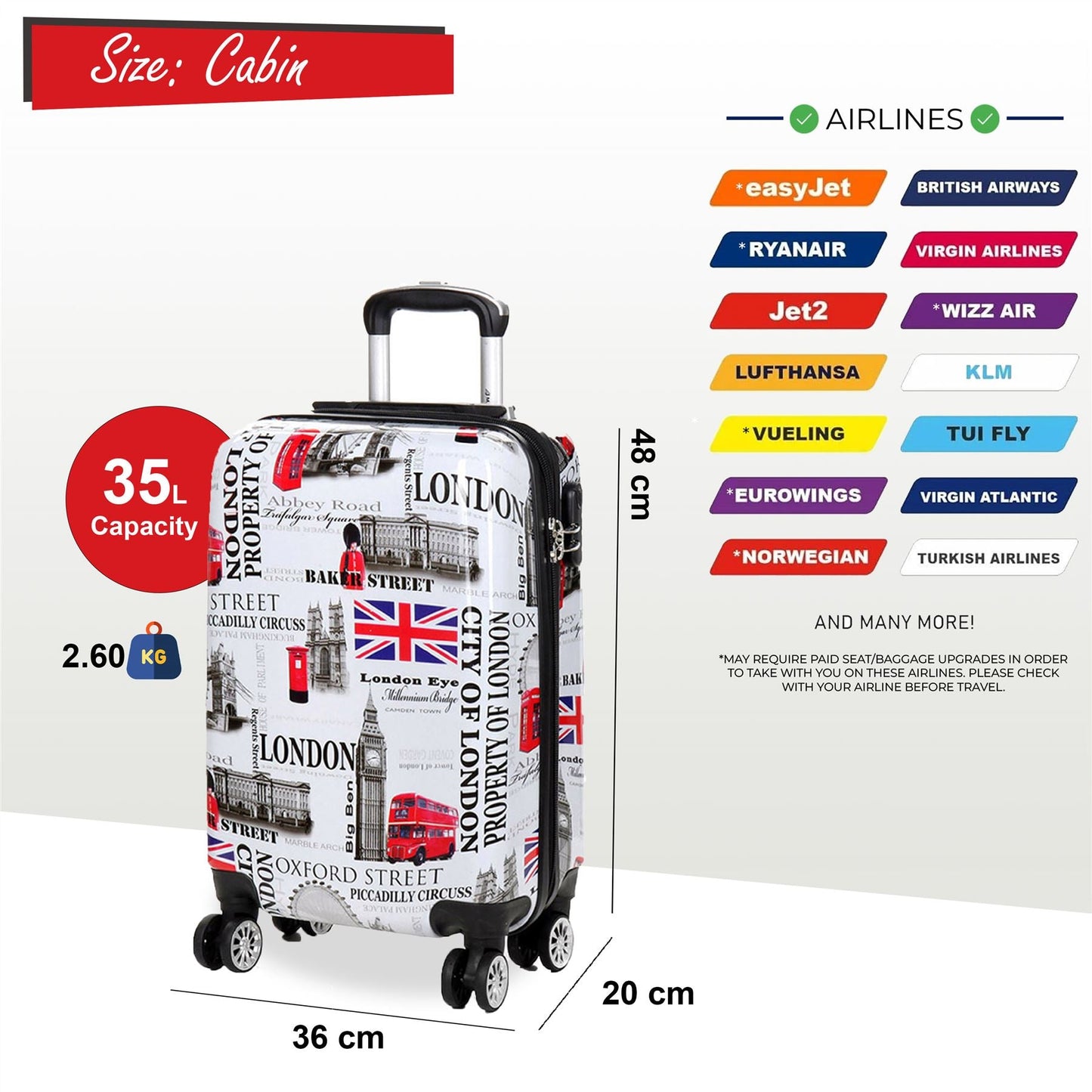 Cooma Cabin Hard Shell Suitcase London in Black Flower