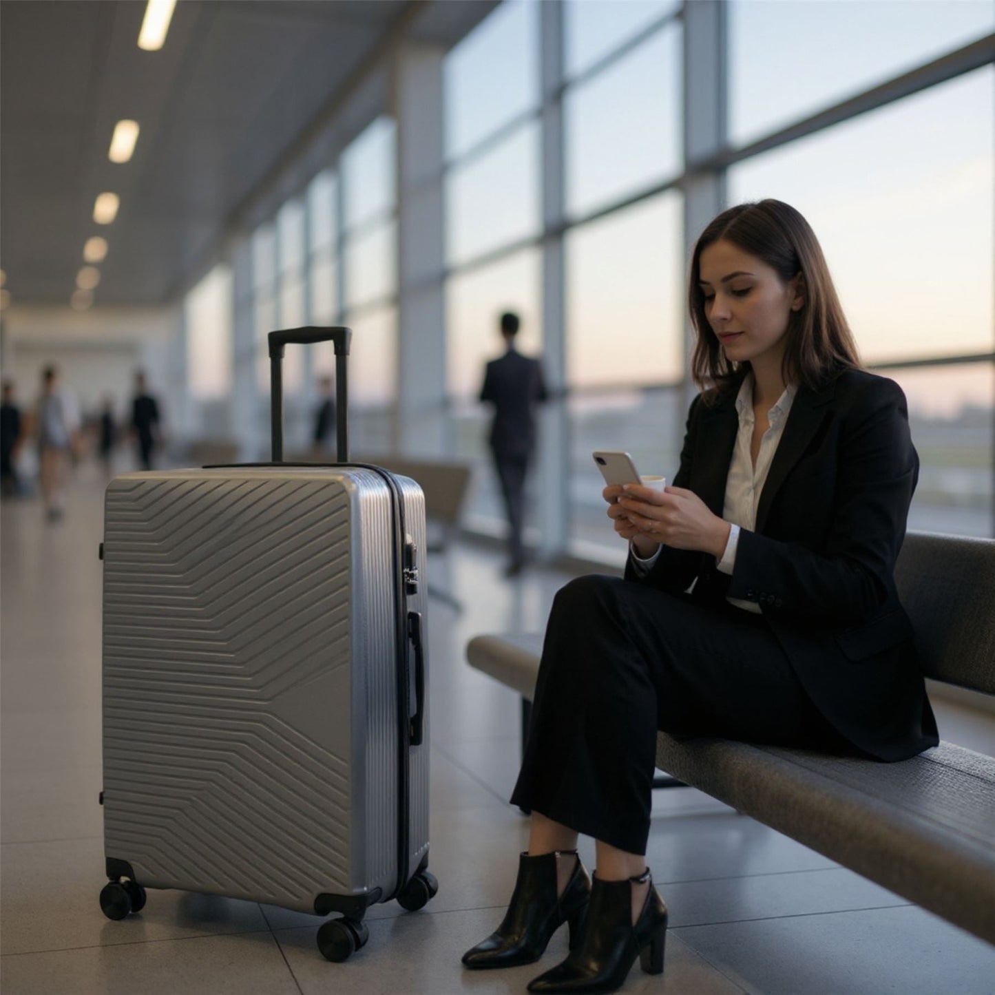 Junee Large Hard Shell Suitcase in Charcoal Grey