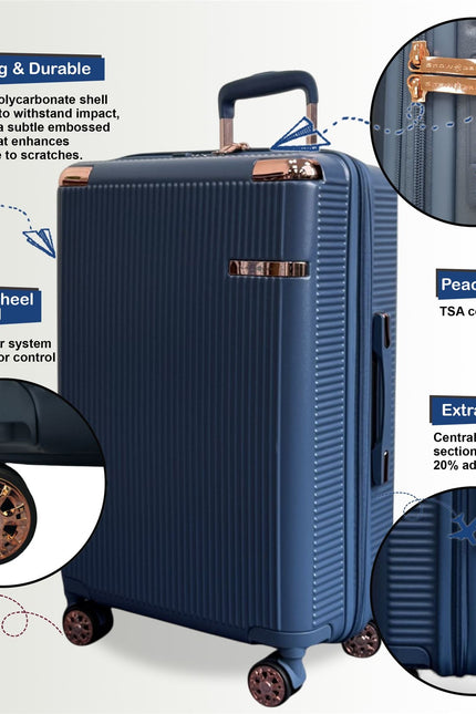 Cowra Cabin Hard Shell Suitcase in Navy Blue