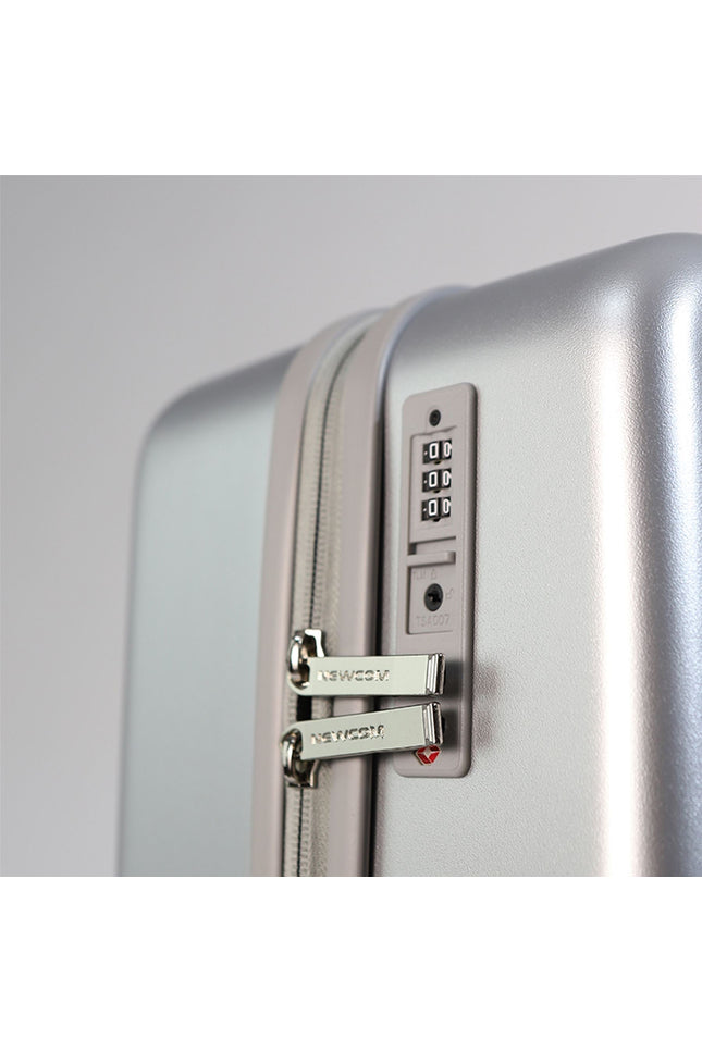 Hard Shell Cabin 44 x 22 x 38 cm Silver TSA Secure Luggage Suitcase Suitable for Easyjet, Ryanair