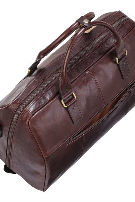 Vintage Genuine Leather Brown Holdall Duffle Gym Travel Bag - Atlas