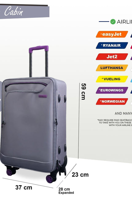 Handa Cabin Soft Shell Suitcase in Grey