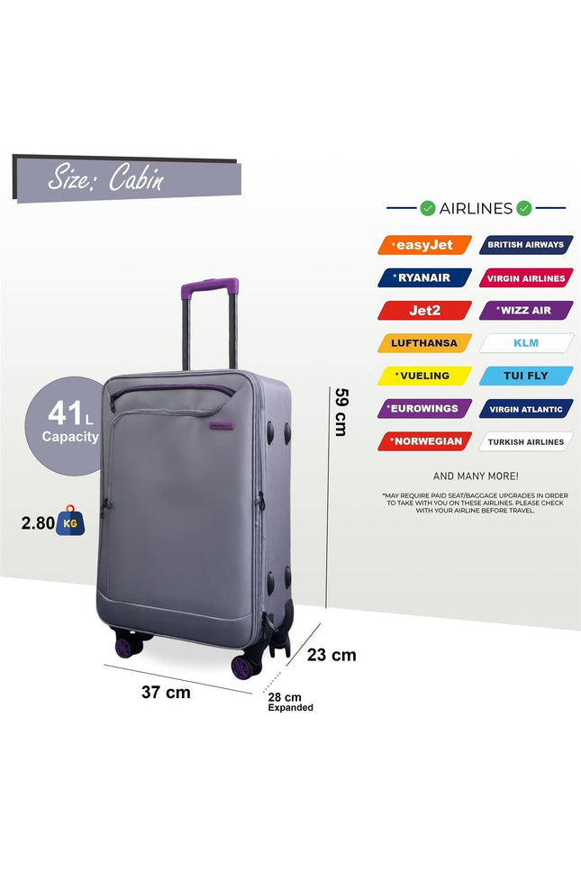 Handa Cabin Soft Shell Suitcase in Grey