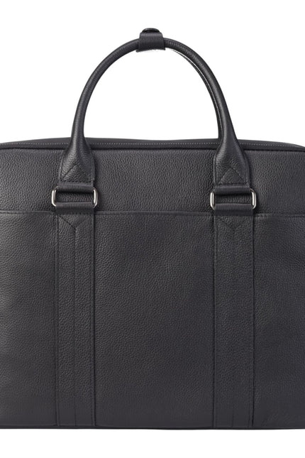 Genuine Leather Black Laptop Business Briefcase Office Work Travel Bag - Sutton