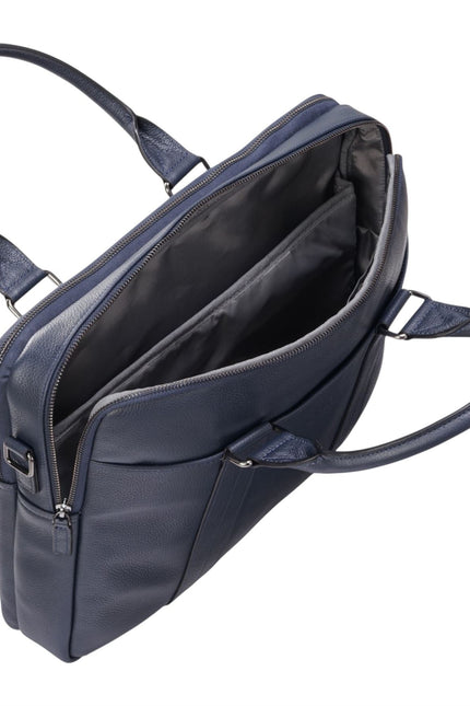 Genuine Leather Navy Laptop Business Briefcase Office Work Travel Bag - Sutton