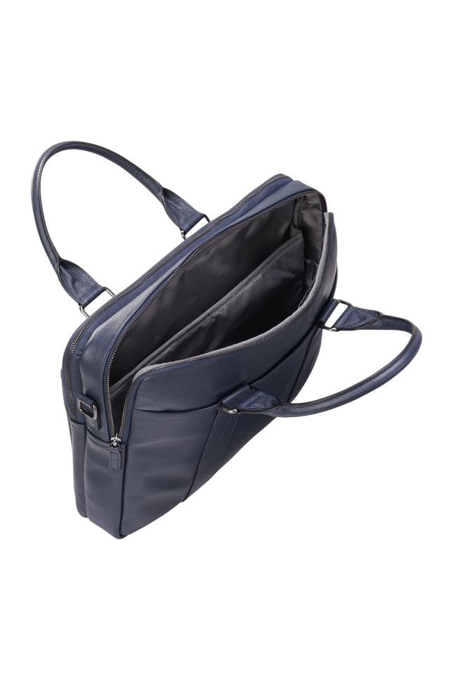 Genuine Leather Navy Laptop Business Briefcase Office Work Travel Bag - Sutton