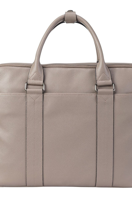 Genuine Leather Grey Laptop Business Briefcase Office Work Travel Bag - Sutton