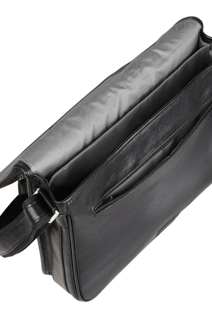 Genuine Leather Black Laptop Bag Travel Work Messenger Satchel - Camden