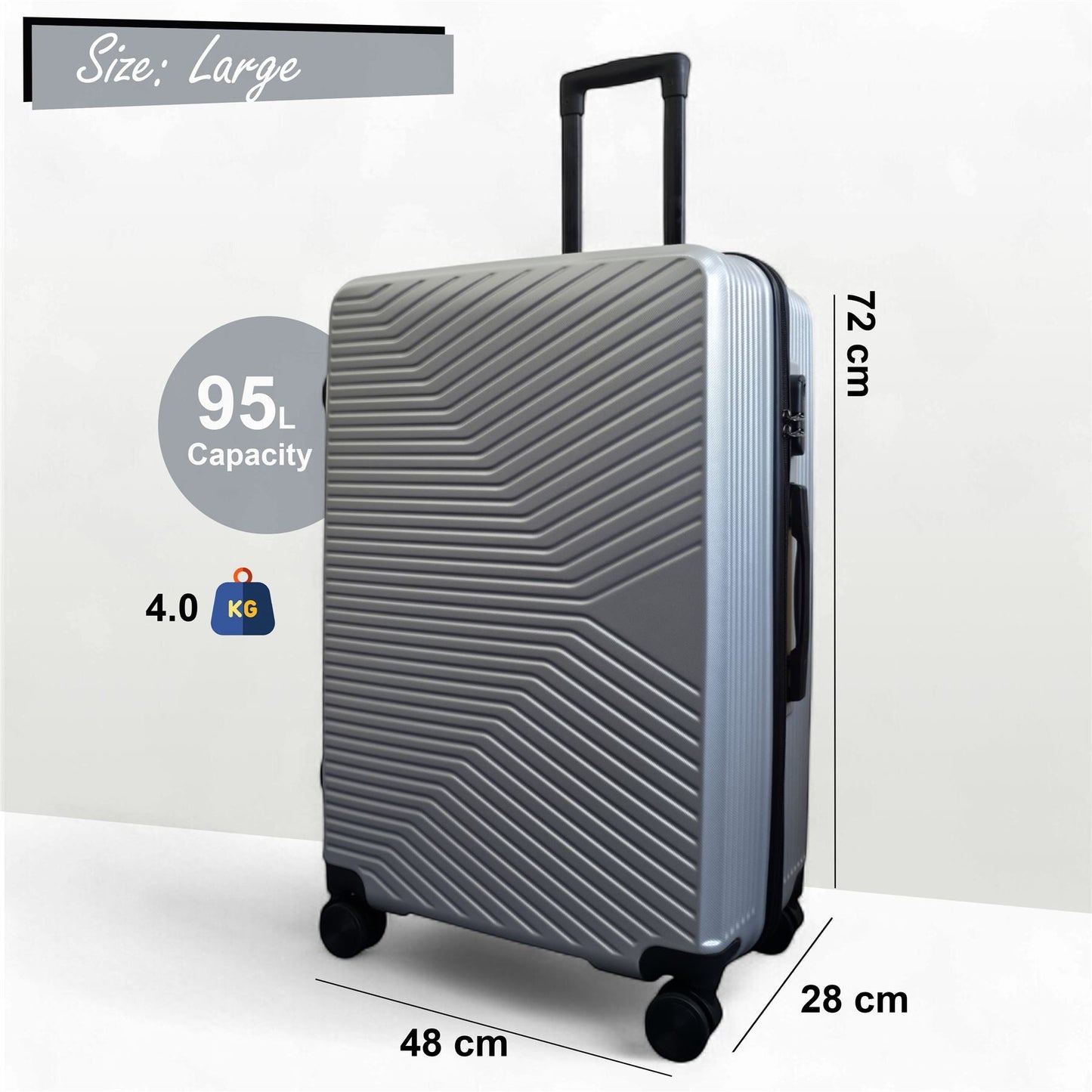 Junee Large Hard Shell Suitcase in Silver