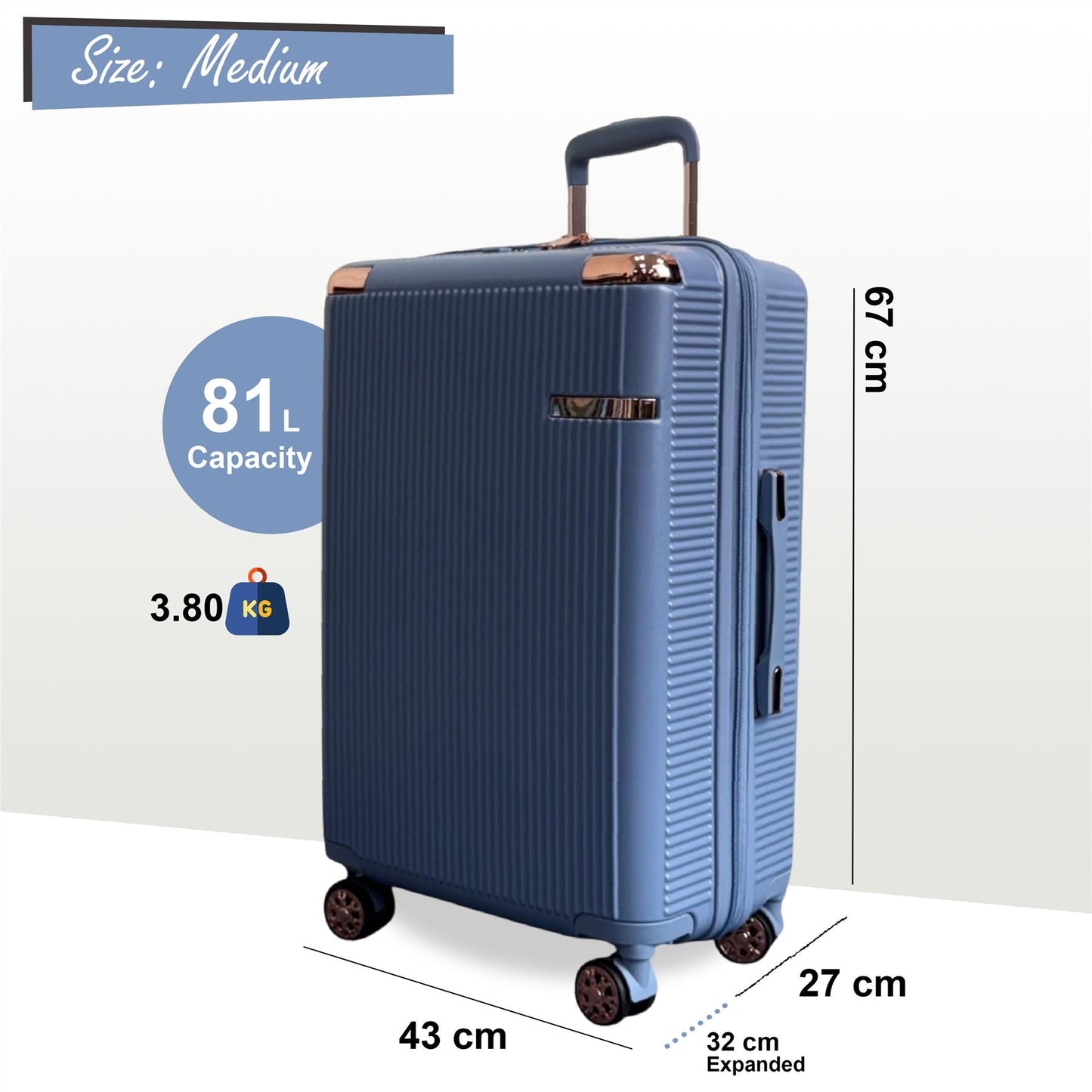 Cowra Medium Hard Shell Suitcase in Blue
