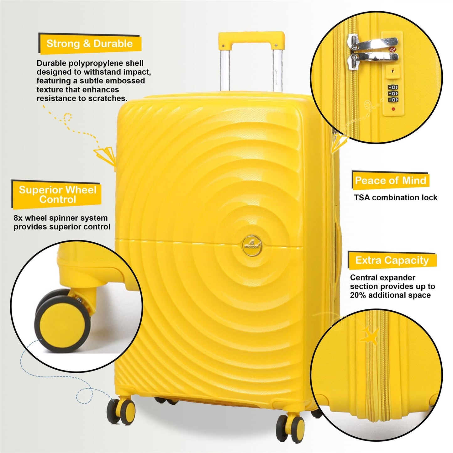 Balranald Large Hard Shell Suitcase in Yellow