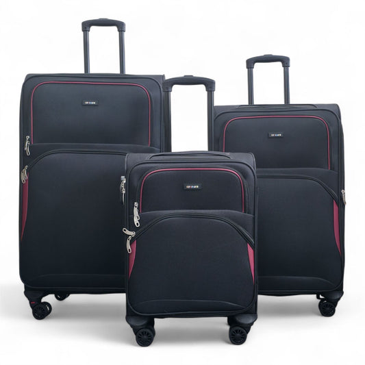 Gosford Set of 3 Soft Shell Suitcase in Black