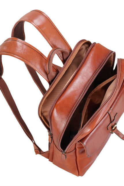 Genuine Leather Tan Vintage Laptop Backpack Travel Bag - Cove
