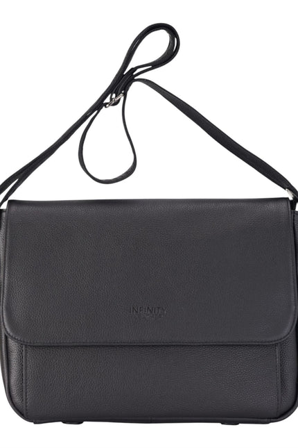 Genuine Leather Black Laptop Bag Travel Work Messenger Satchel - Camden