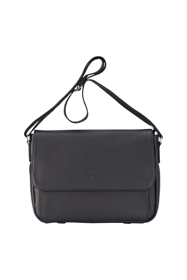 Genuine Leather Black Laptop Bag Travel Work Messenger Satchel - Camden