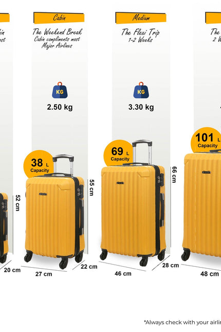 Corowa Set of 4 Hard Shell Suitcase in Yellow