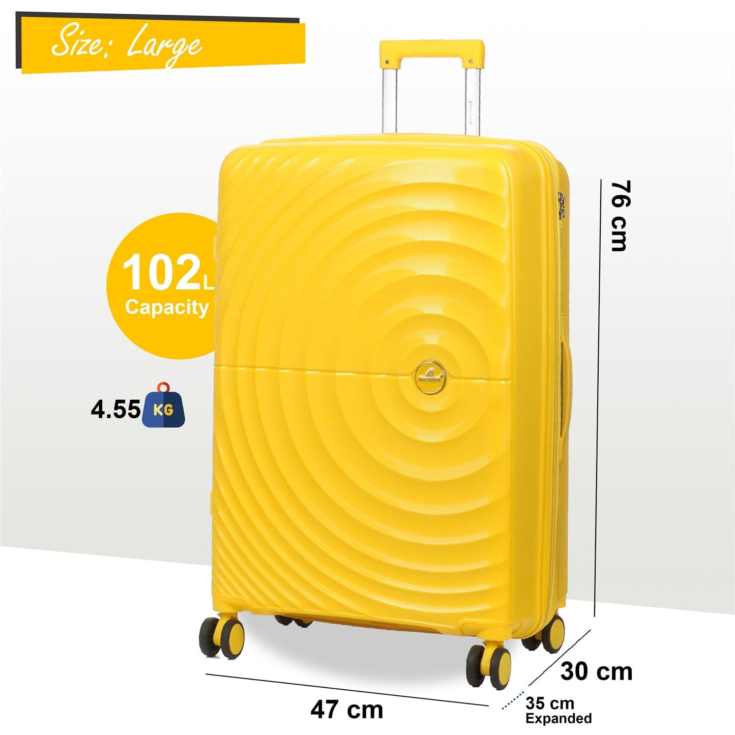 Balranald Large Hard Shell Suitcase in Yellow