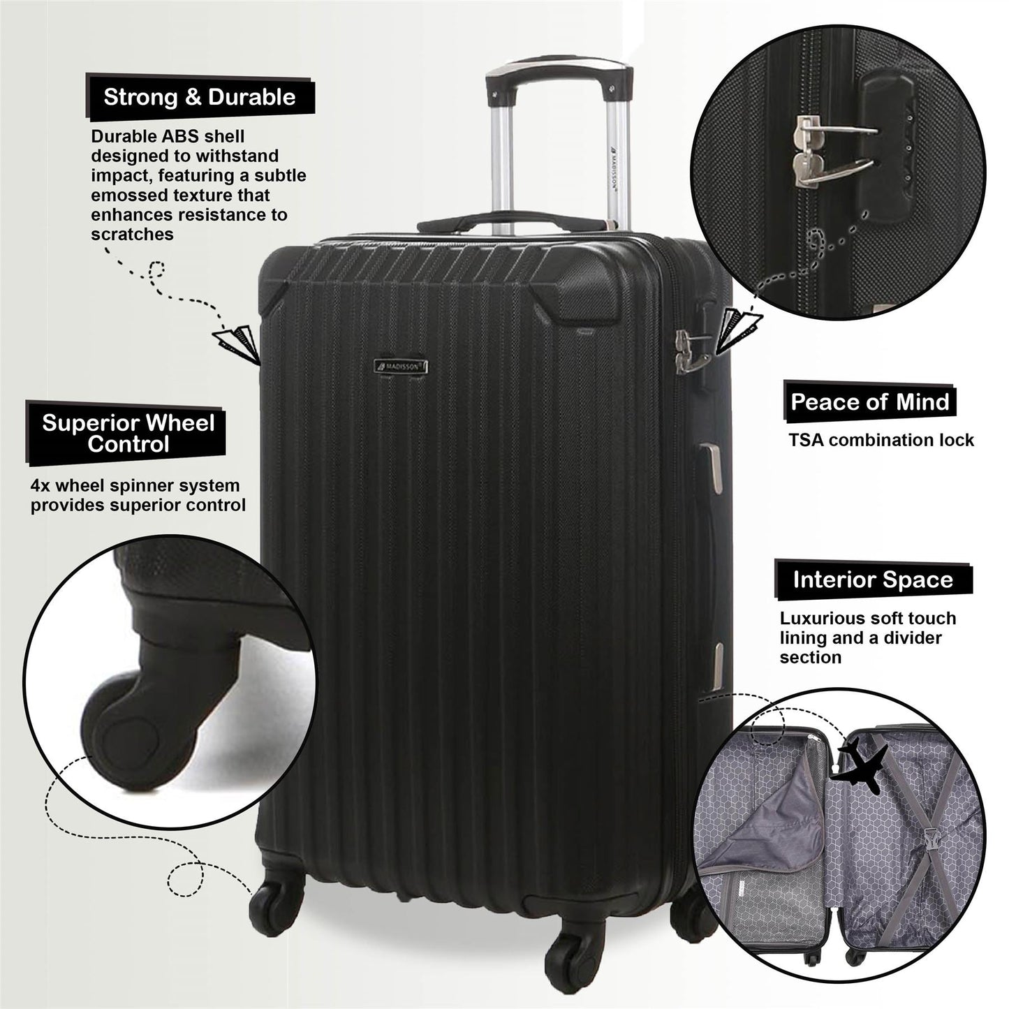 Corowa Medium Hard Shell Suitcase in Black