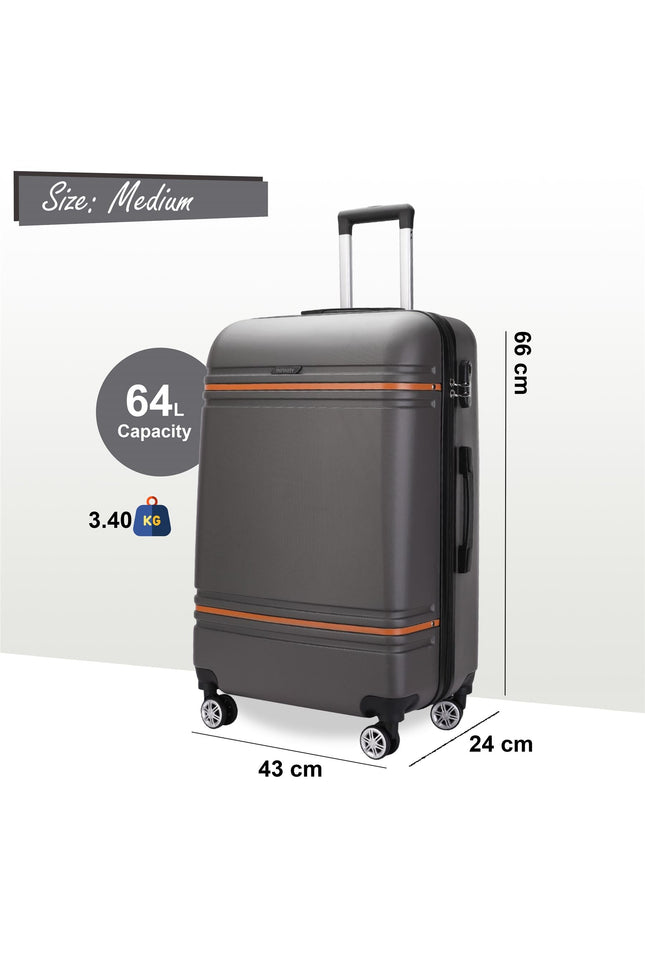 Calgary Medium Hard Shell Suitcase in Charcoal Black